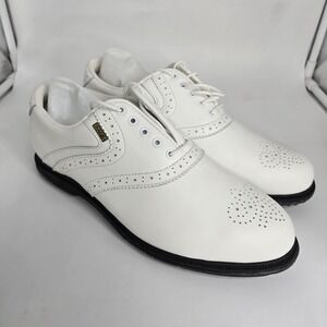 NEW Mizuno Miz Golf Shoes Womens 9.5 White Leather Wingtip Classic Saddle Spiked